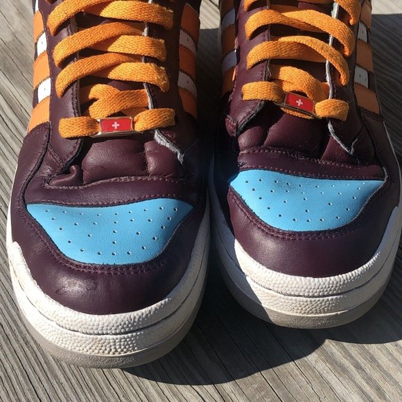 Adidas Mi Custom Forum Mid Size Womens 8.0 Medium Fit Wine Orange Sky Blue (G6) - Picture 6 of 12